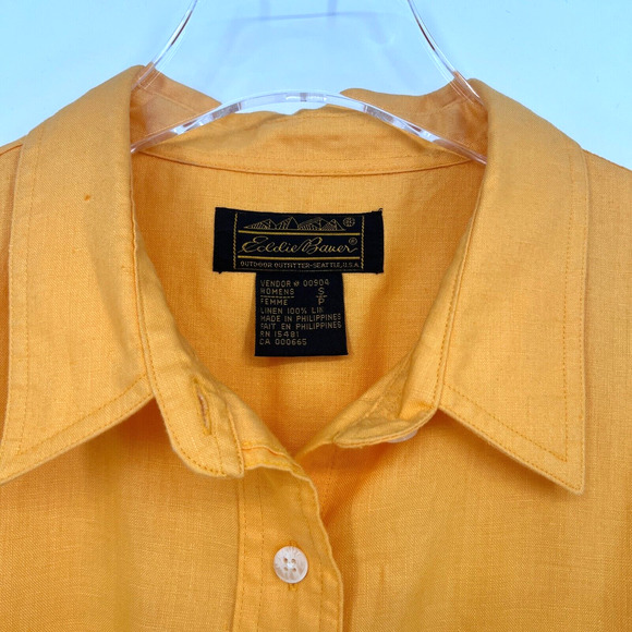 Eddie Bauer Linen Shirt Women's Small Orange‎ Long Sleeve Button Front Tunic - Picture 3 of 3